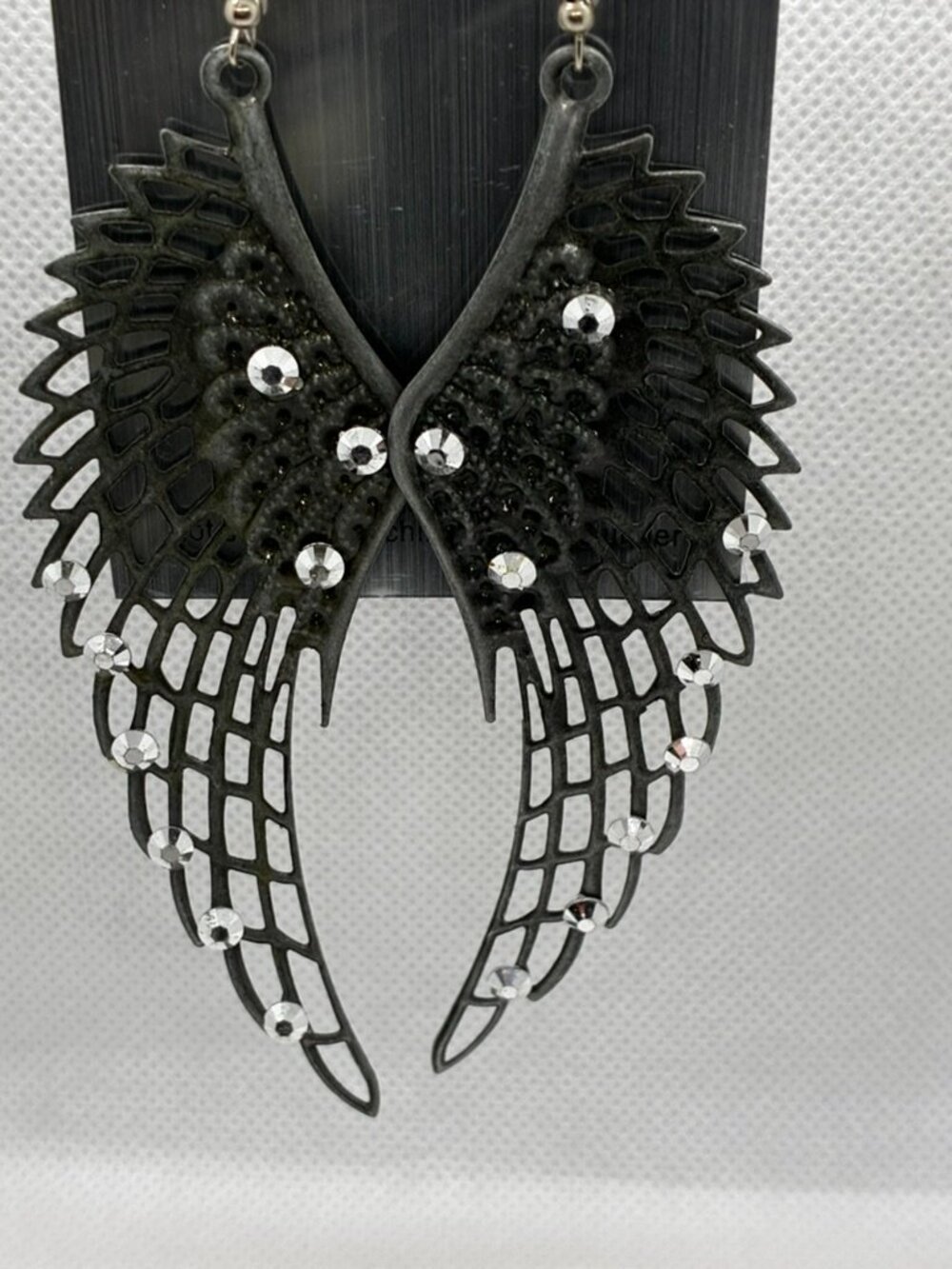3For$20 Pastel Collection Gray Angel Wing Rhinestone Drop Earrings
